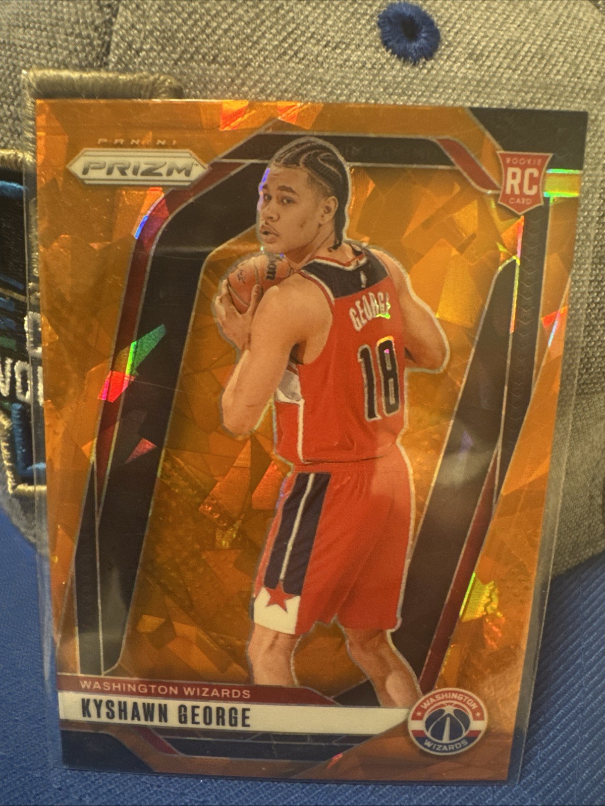 2024-25 RC Kyshawn George Panini Prizm Orange Cracked ice #257 🔥 Top RC Wizards