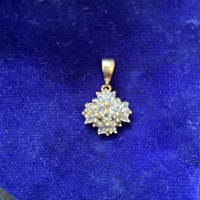  DESIGNER STS 14K GELBGOLD TANSANIT CLUSTER ANHÄNGER