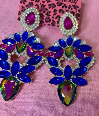 Betsey Johnson Multicolor Rhinestone Drop Dangle Earrings