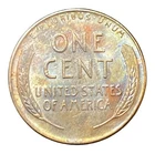 1957 D Lincoln Wheat Penny Uncirculated Rainbow Marble Tone