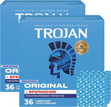 TROJAN ENZ Spermicidal Lubricated Condoms, Value Pack, 36 Count Pack of 2