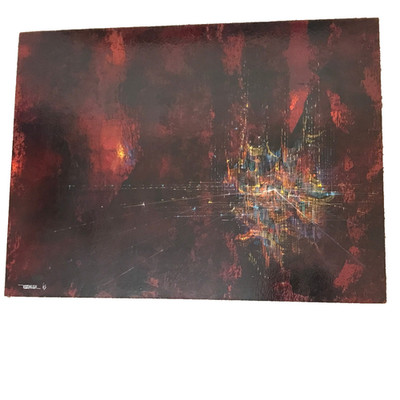 Leonardo Nierman ''City Sunset'' Oil on Masonite Board Cityscape Painting