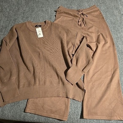 LILLUSORY Sweater & Pants Set Womens Extra Large Brown Pull Over/On NEW NWT