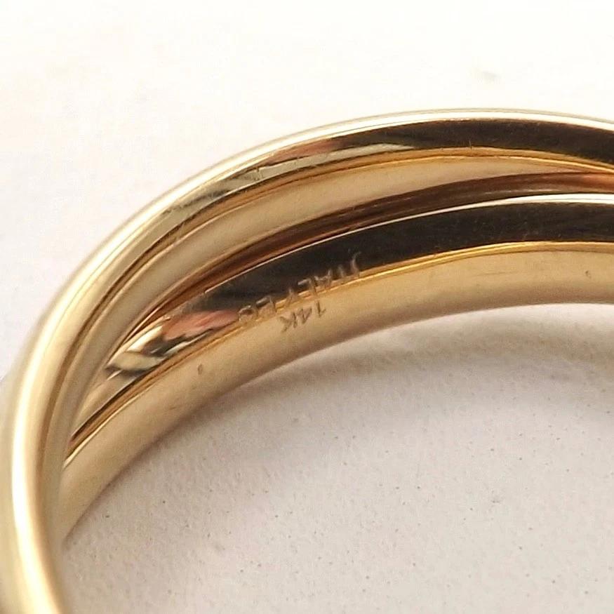 14k Gold Intertwined Trinity Wedding Band Ring Diamond Cut Two Tone sz7 - Image 4 of 4