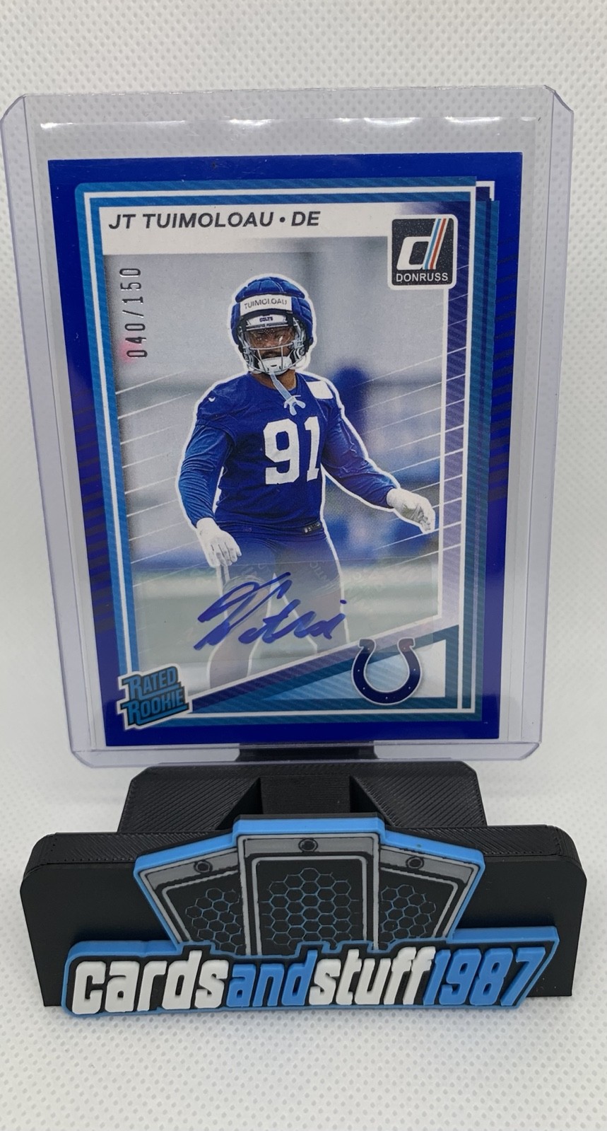 JT Tuimoloau Panini Donruss #398 Autograph Blue