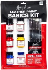 Angelus Basics Leather Kit 5 Paints and 6 Brushes for Repair or Customizing