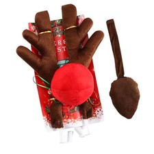 Premium Reindeer Car Kit, Cute Auto Christmas Decoration Set with Coffee, Tail