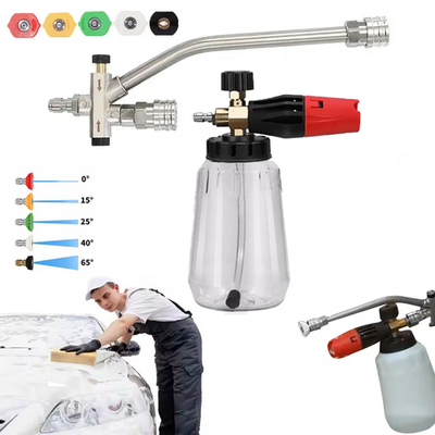 #ad 1L Foam Cannon Double Connector Sprayer Pressure Washer Attachment w 5 Nozzle $19.99