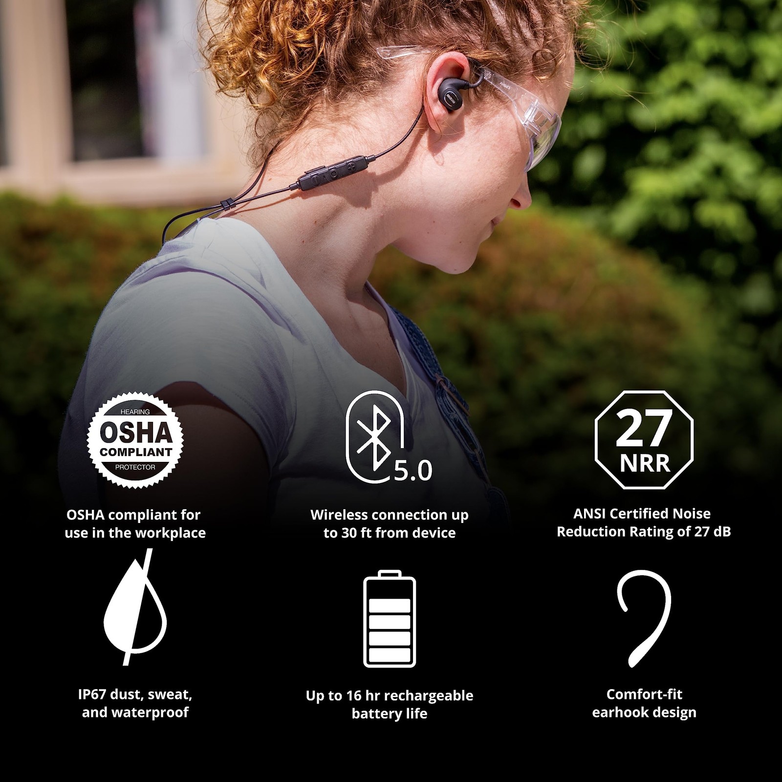 ISOtunes PRO 2.0 Wireless Headphones Noise Cancelling Bluetooth 5.0 IP67 Wate...