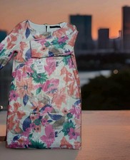 Zara Floral Sequin Shift Dress With An Exposed Zipper Closure Size S - + Gift 🎁