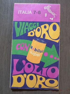 Vtg Viaggi D'Oro Mobil Oil Super Italy 7-8 Touring Information Road Map C32-4
