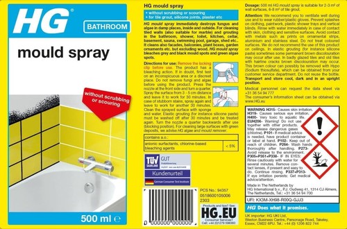 HG Mould Remover Spray, Effective Mould Spray & Mildew Cleaner Mouldy (500ml) - Picture 8 of 8