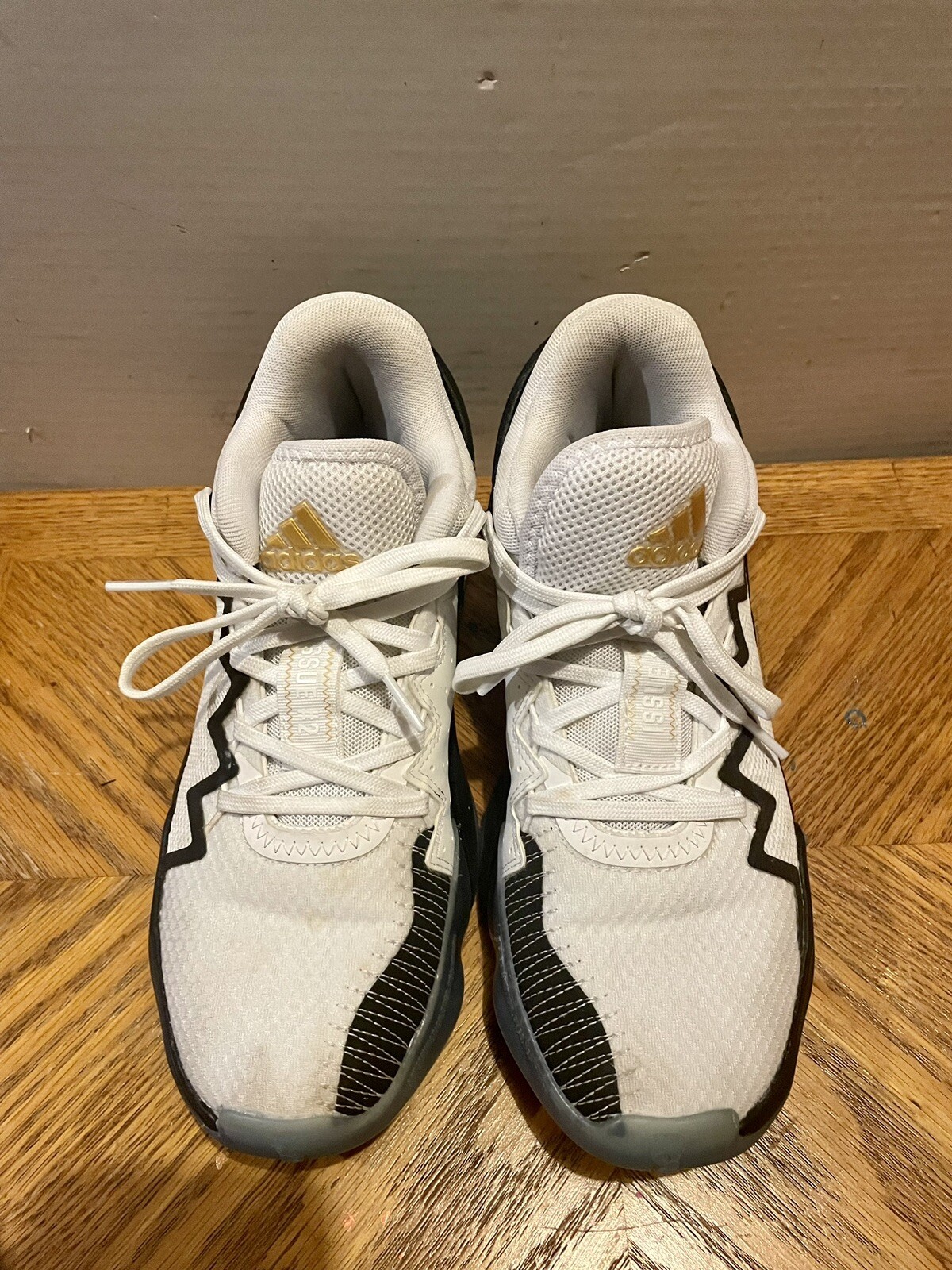 Adidas Black And White High Top Basketball Shoes. Siz… Gem