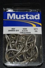 25 Mustad 39965DT Duratin Size 13/0 Circle Hooks 2X Large Ring 39965DT-130