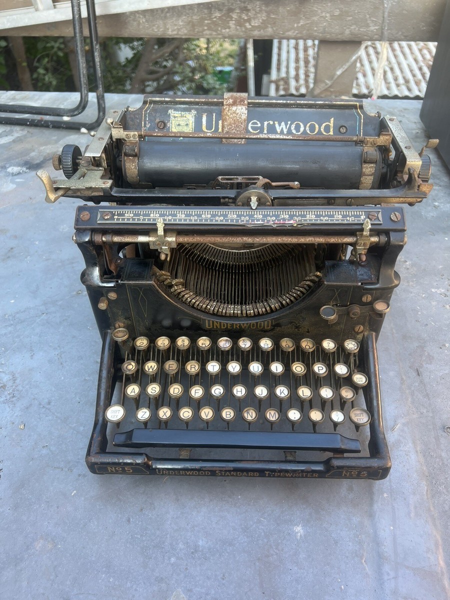 ANTIQUE UNDERWOOD NO 5 BLACK STANDARD TYPEWRITER 1919 For