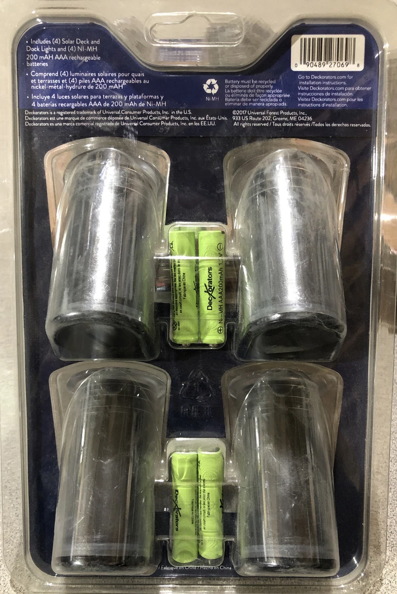 Dekorators 4 Pack 1.2 Lumen Solar LED Outdoor Deck and Dock Lights