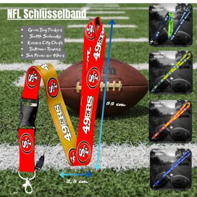NFL Footlball Schlüsselband mit abnehmbarer Schnalle l NFL Fanartikel l NEU