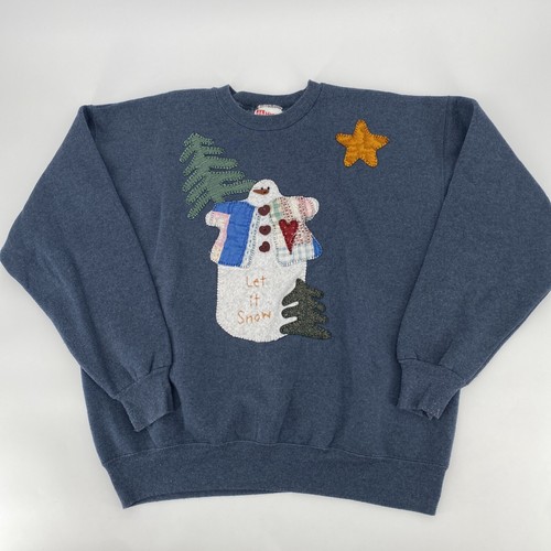 Hanes, Vintage Christmas Sweatshirt Adult XL Hanes Crewneck Made In USA Let It Snow