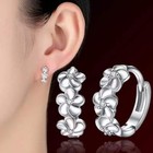 Crystal Flower Ear Buckle Hoop Huggie 925 Sterling Silver Earrings Women Jewelry