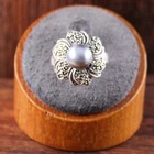 Vintage Faux Silver Pearl Marcasite Ring Sterling Silver Size 5
