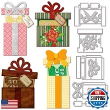 GLOBLELAND Gift Box Gift Card Holder Cutting Dies for Card Making Bow Gift Bo