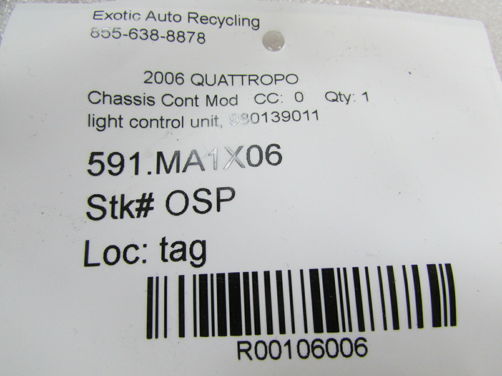 Maserati Quattroporte, Headlamp/Headlight Control Module, Used, P/N 980139011