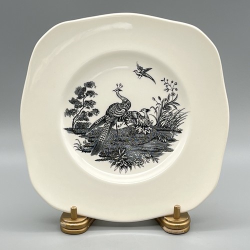VTG WEDGWOOD Liverpool Birds BLACK TRANSFERWARE Dessert Salad Plate CHELSEA 2of2 - Picture 4 of 11