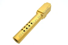 HGW Bromont Barrel for Glock 19 9mm Ported Flush Cut Stainless Steel Gold TiN