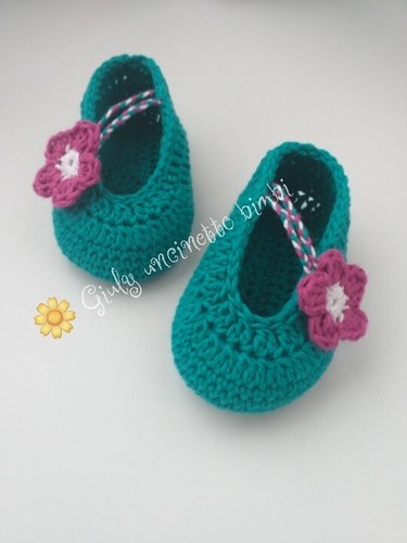 Scarpine ballerina neonata * cotone uncinetto * portafortuna neonato  scarpette | eBay