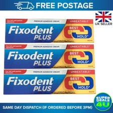 Fixodent Plus Premium Adhesive Cream.| -  3 pack X 40g - FREE POSTAGE within UK