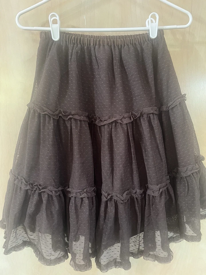 Юбка для девочки Hanna Andersson многоярусная коричневая с атласной подкладкой 140 евро США 10 б/у в отличном состоянии - Изображение 2 из 4