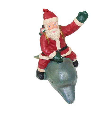 3 Santa Claus Christmas Ornaments Vacation Hula Golf and Dolphin Santas - Picture 9 of 16