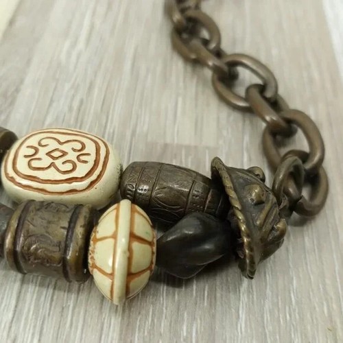 Exp BoHo Hip Belt Double Strand Express Carved Bead Metal Accessory - Picture 5 of 7
