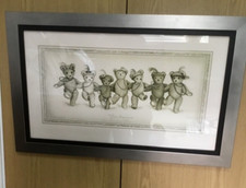 SUE WILLIS SIGNED BEAR PRINT “FOLIES BEARGERES” 74cm x47cm mounted & framed