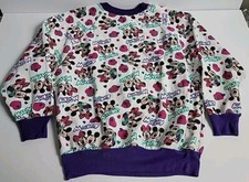 Rare Vtg Disney Mickey  Minny All Ove Print AOP Toddler Size L Sweatshirt C2