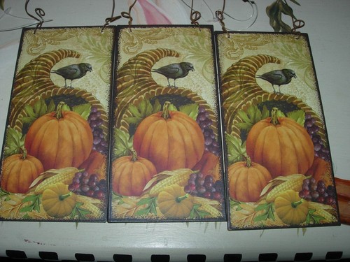 SET OF 3 METAL FALL WALL HANGERS--CORNUCOPPIA DESIGN--#R2-6 - Picture 11 of 24