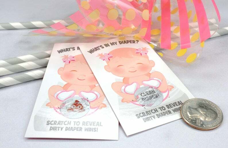 What's In My Diaper Baby Shower Scratch Off Game | It's A Girl Baby Shower Game