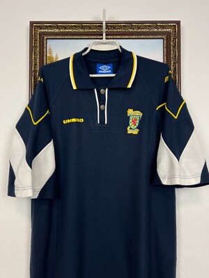 Vintage 90's Umbro Scotland Football Train Jersey Polo Soccer