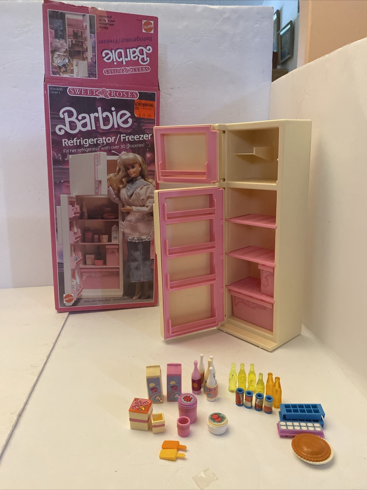 Vintage Barbie Sweet Roses Refrigerator Freezer w/Box (opened) Kitchen 1987