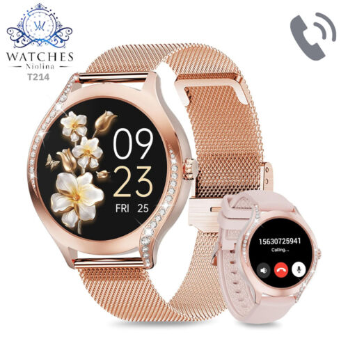 Damski smartwatch T214, wyświetlacz 1,2", z połączeniem telefonicznym Bluetooth, iOS i Android - Zdjęcie 1 z 9