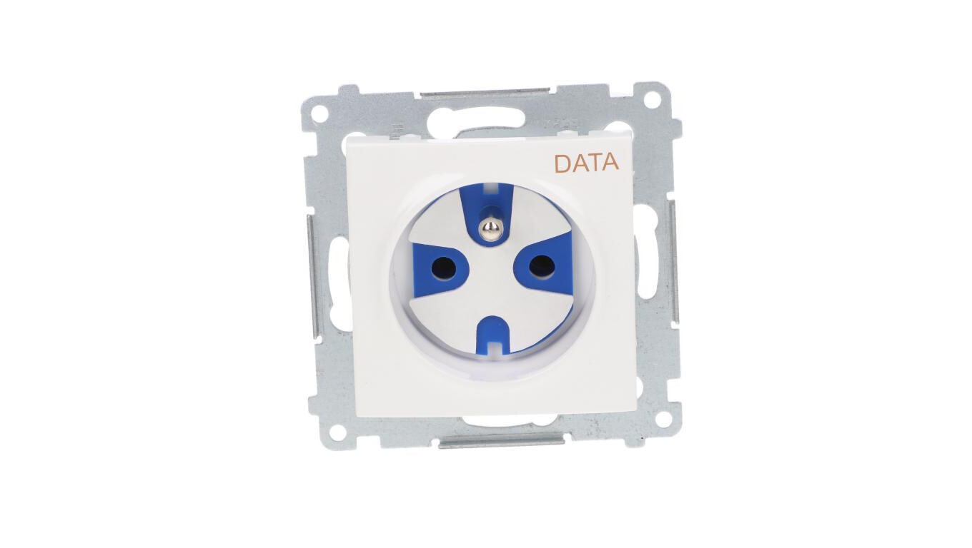 Simon 54 DATA single socket w/u 16A IP20 with authorization key white DGD /T2UK