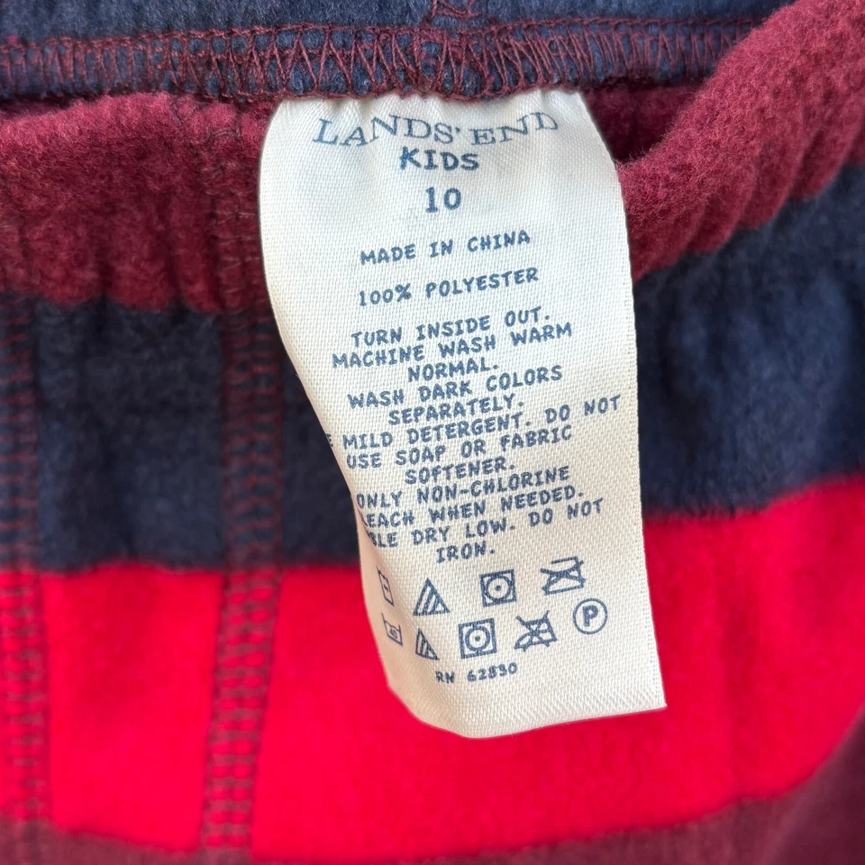 Pantalones de salón de pijama a rayas de lana para niños Lands' End rojo, azul marino, óxido talla 10 Foto 4 de 4