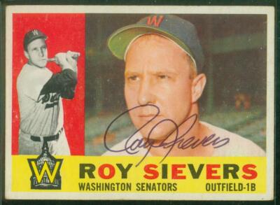 1960 Topps Card #025, Signed-Autographed, Roy Sievers, Senators