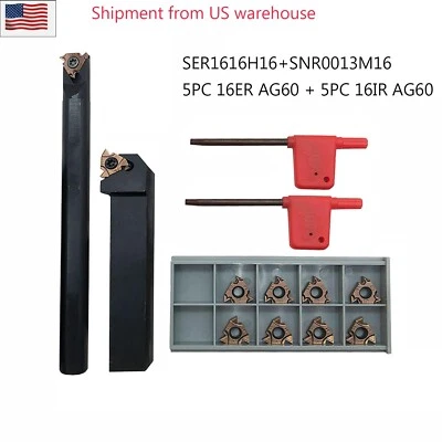 ZHOUZIMI 5 Pcs Boring Bar Lathe Internal Threading Inserts 1/2" 5/8" Turning Tool Holder