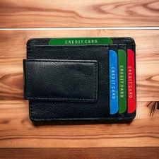 Men Leather Magnetic Front Pocket Wallet Money Clip Slim ID Credit Card Holder