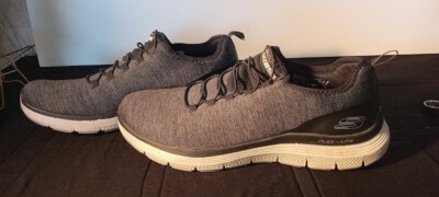 Skechers Dual Lite Men's US 12 Charcoal Memory Foam Mesh Knit Bungee Lace Shoes