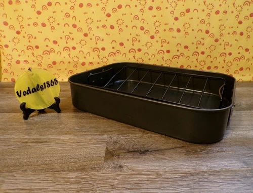 CROFTON Roasting Pan Large Non-Stick w/Rack 16.5x12.75x3
