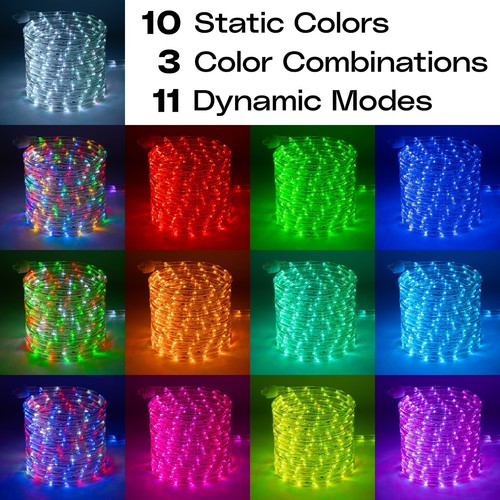 12-Mode, 10 Multi-Color Changing Rope Light, Outdoor Lighting, 25ft, 50ft, 100ft - Picture 2 of 5