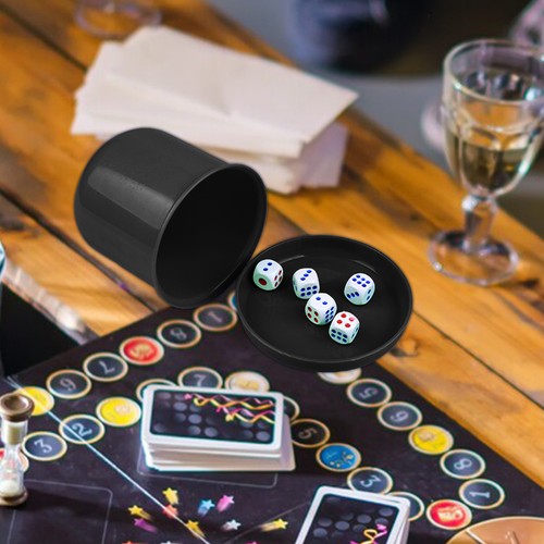 Dice Cup Set with Lid Dice & Cup Set Dice Shaker Cup for Bar Parties Game BLACK - Picture 8 of 9