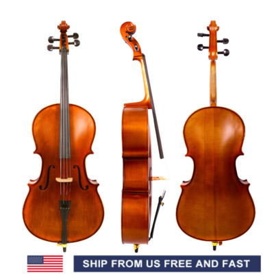 New 1/4 Acoustic Cello 4 String For Child,Student Handmade Ebony Fittings